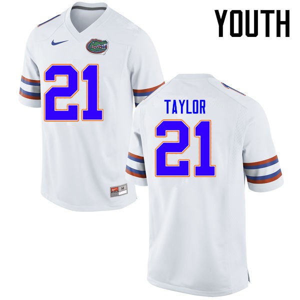 Florida Gators Youth #21 Fred Taylor College Football Jerseys White
